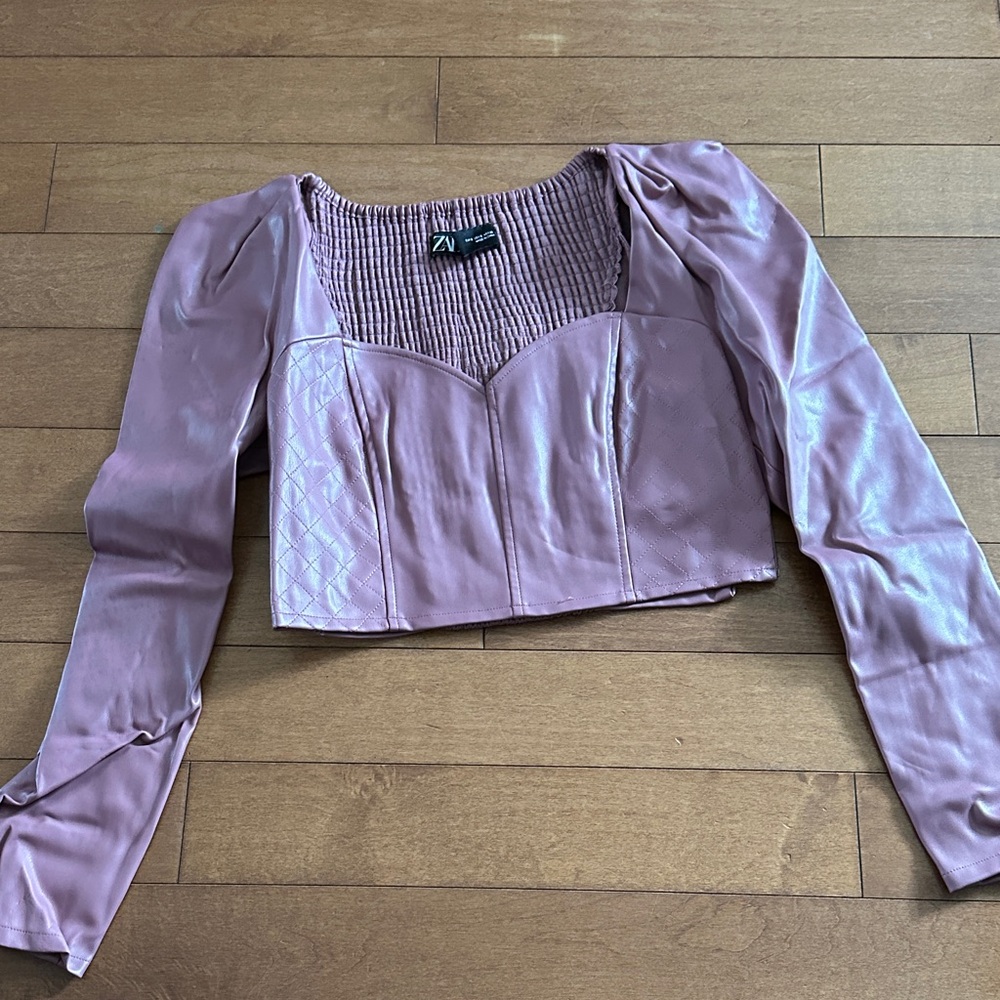 Zara Women's Dusty Pink Long Sleeve Blouse